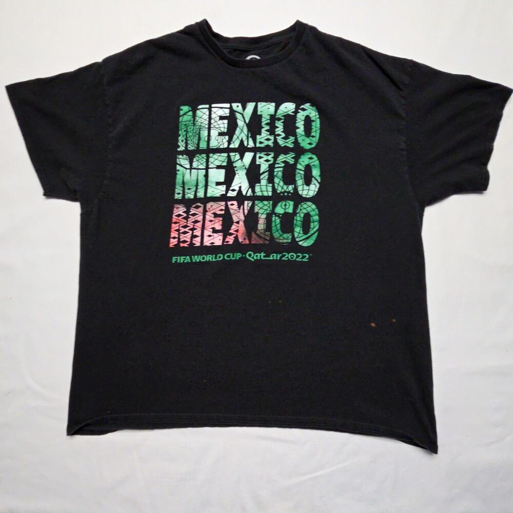 FIFA World Cup Qatar 2022 Mexico Graphic Tee Black Mens XXL Cotton Shirt